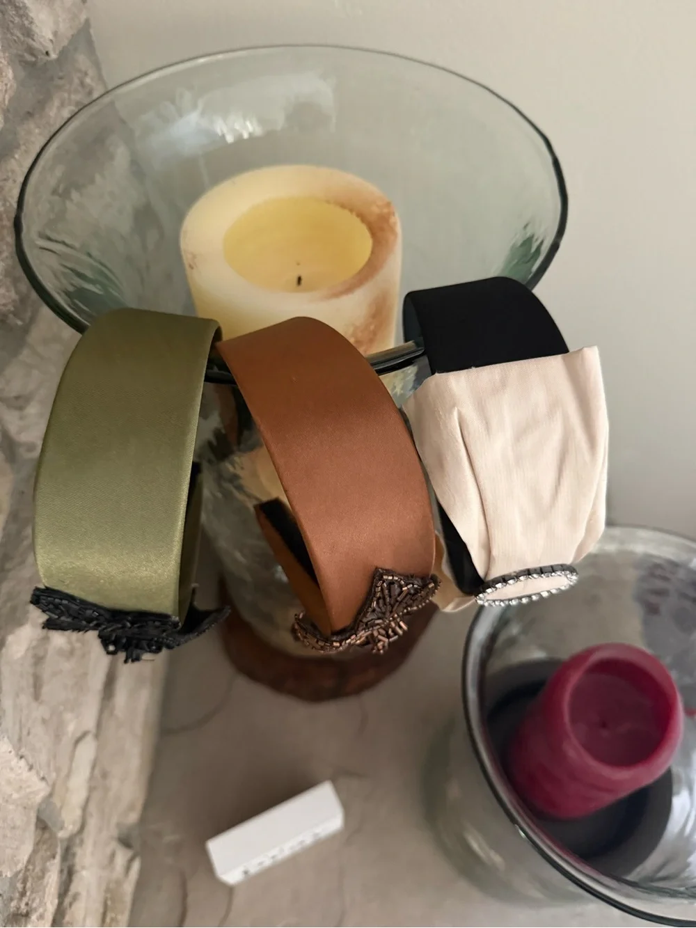 Decorative Accent Headbands - Brown/gold, green, black/ivory